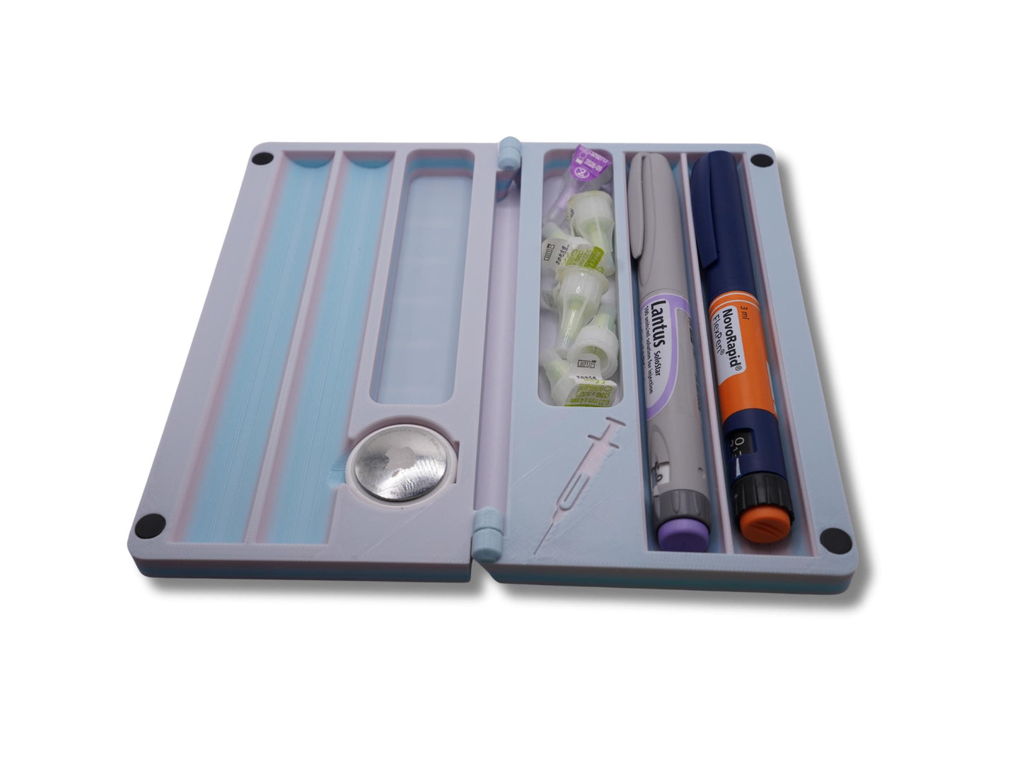 Insulin Pen Case with Magnetic Lid & AirTag Slot  Hard Shell Diabetes Organizer  Travel Insulin Pen Holder  Protective Storage